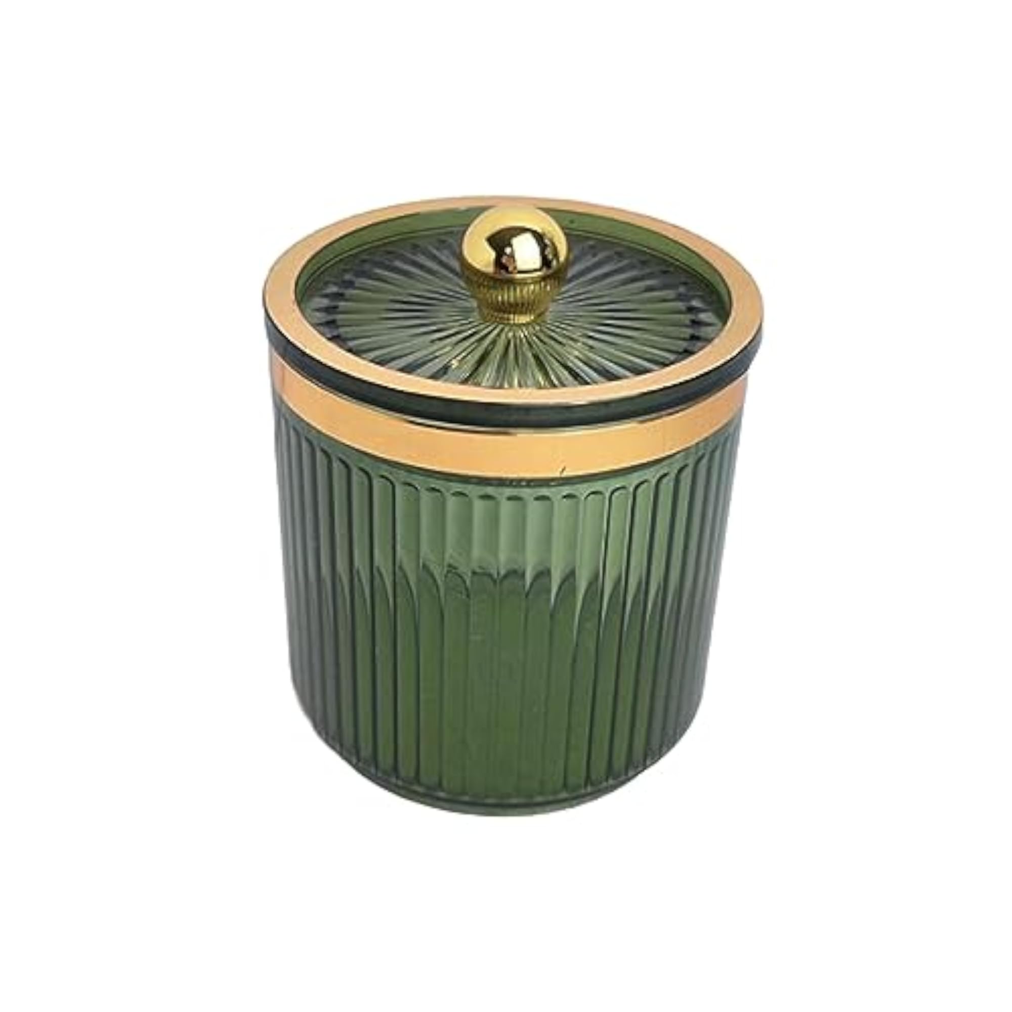 Light Green Makeup Cotton Swab Ball Pad Holder with Lid